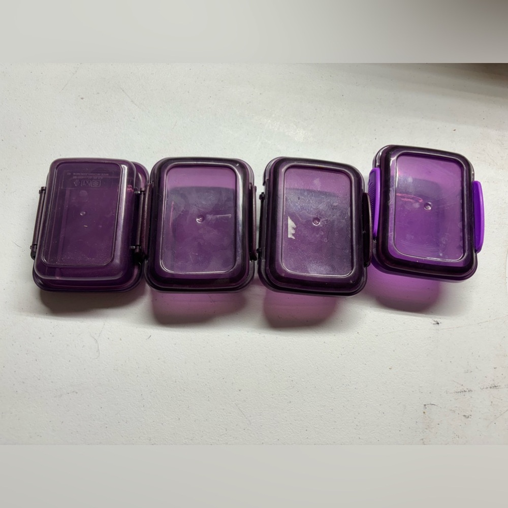 Purple plastic containers